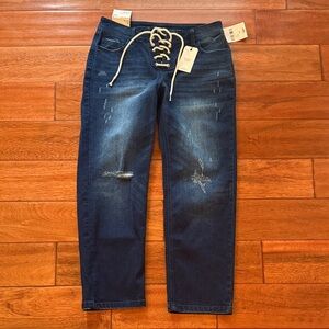 NWT Forever 21 Mid Rise Flare Slim Fit Size 28 Lace Up Front